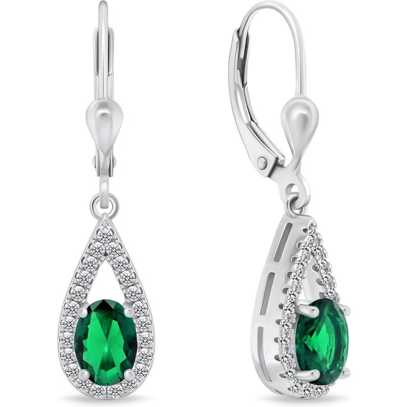 Brilio Silver Pôsobivé strieborné náušnice so zelenými zirkónmi 66592522