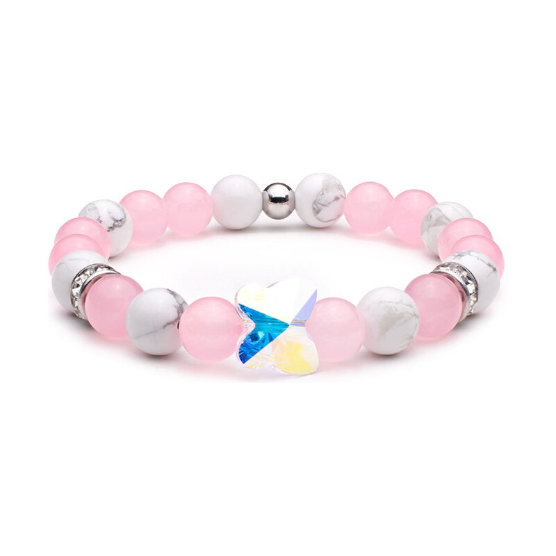 BudNej Minerálny náramok MOTÝĽ Swarovski z howlitu a jadeitu MN1136 46206788