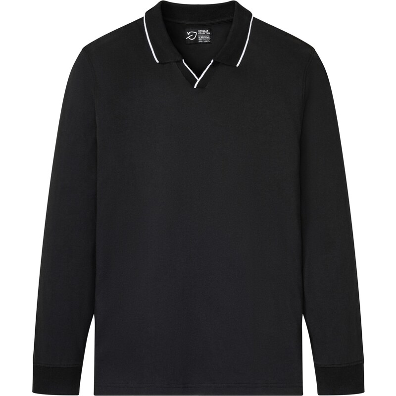 bonprix Polo tričko s dlhým rukávom z bio bavlny, farba čierna 46202169