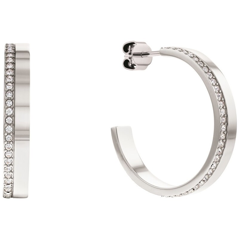 Calvin Klein Elegantné oceľové náušnice s kryštálmi Minimal Linear 66585186