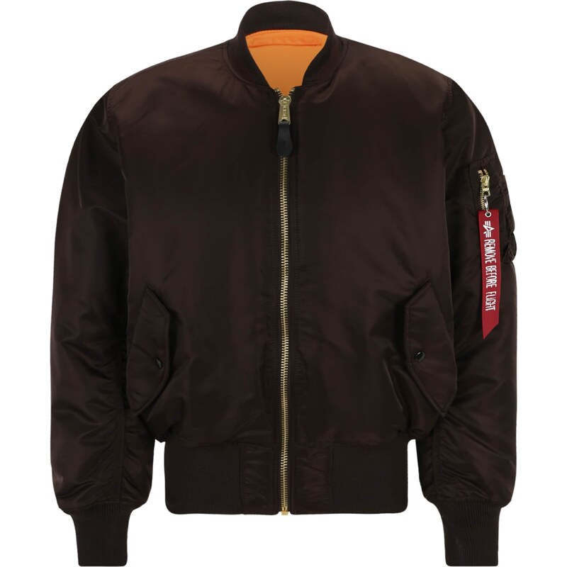 ALPHA INDUSTRIES Prechodná bunda MA-1 tmavohnedá / oranžová / ohnivo 57220967