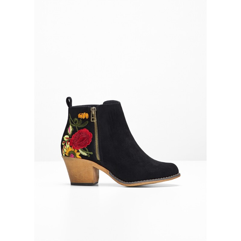 bonprix Kovbojské čižmy s výšivkou, farba čierna 44789309