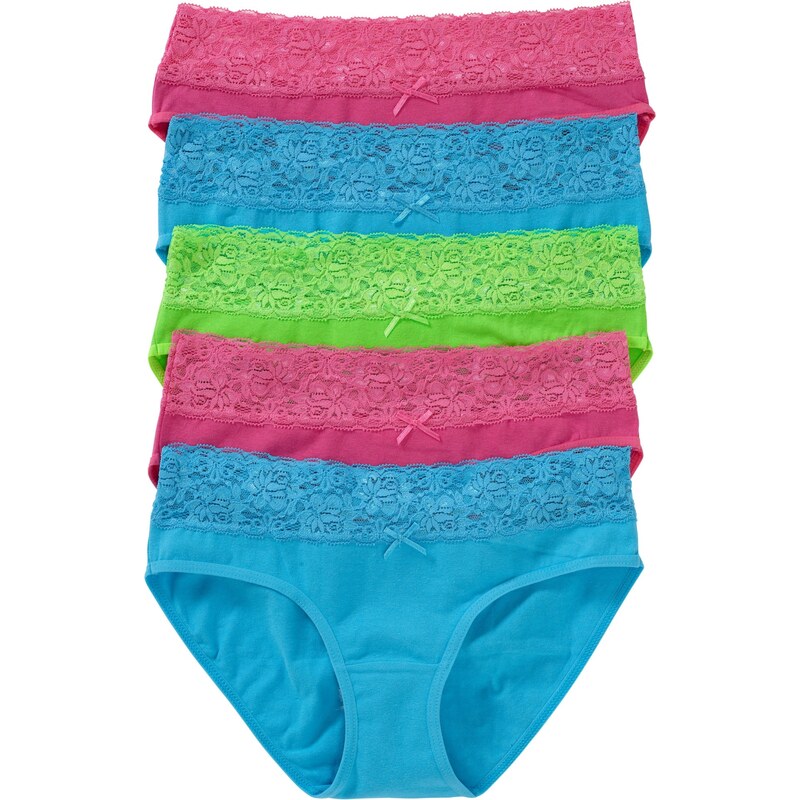 bonprix Nohavičky s čipkou (5 ks), farba modrá 44731950