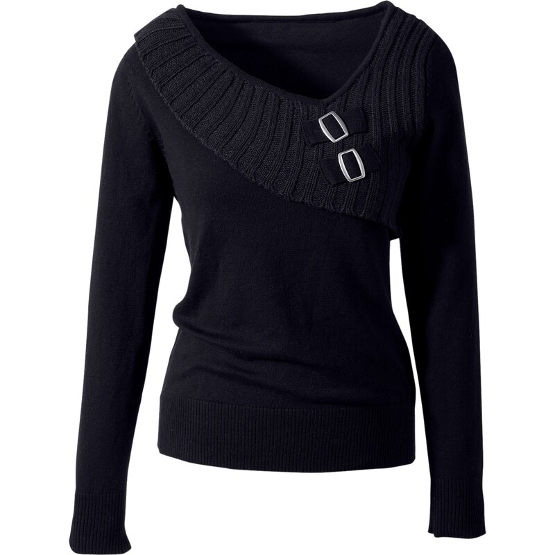 bonprix Jemne pletený pulóver z bavlneného mixu, farba čierna 19124691