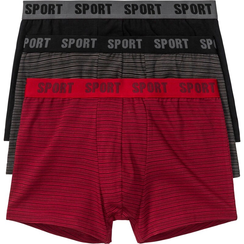 bonprix Boxerky, priliehavé, s bavlnou (3 ks v balení), farba červená 44732330
