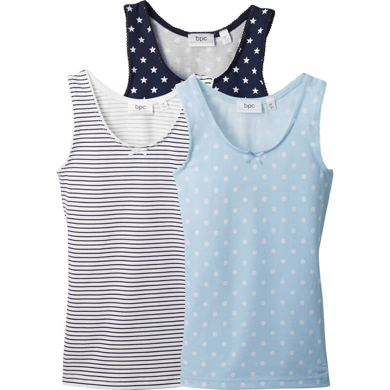 bonprix Tielka s mäkkou bavlnou (3-dielne balenie), farba modrá 44789602