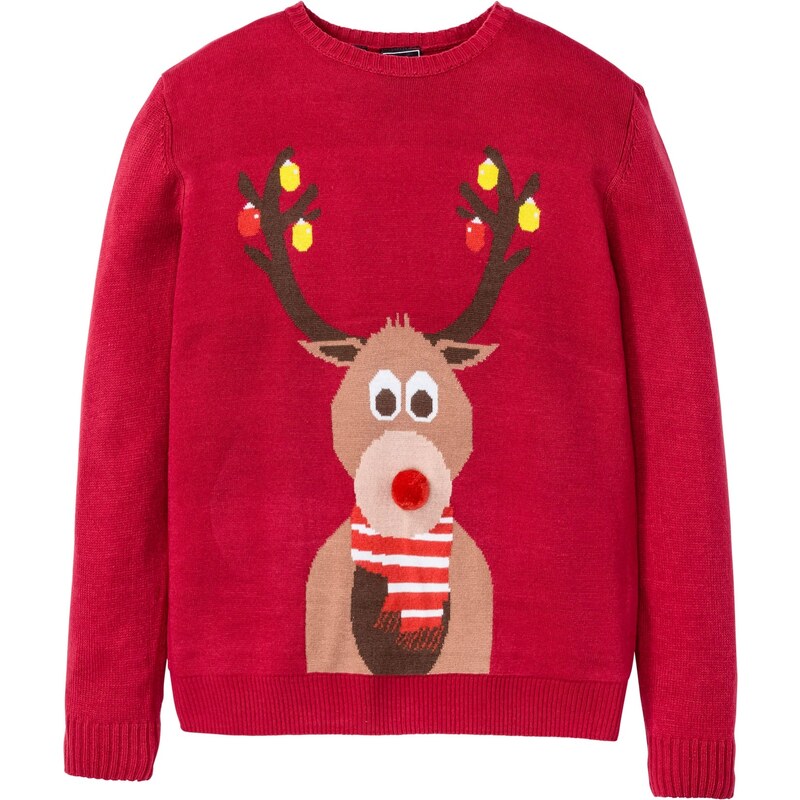 bonprix Pulóver s vianočným motívom, farba červená 44732728