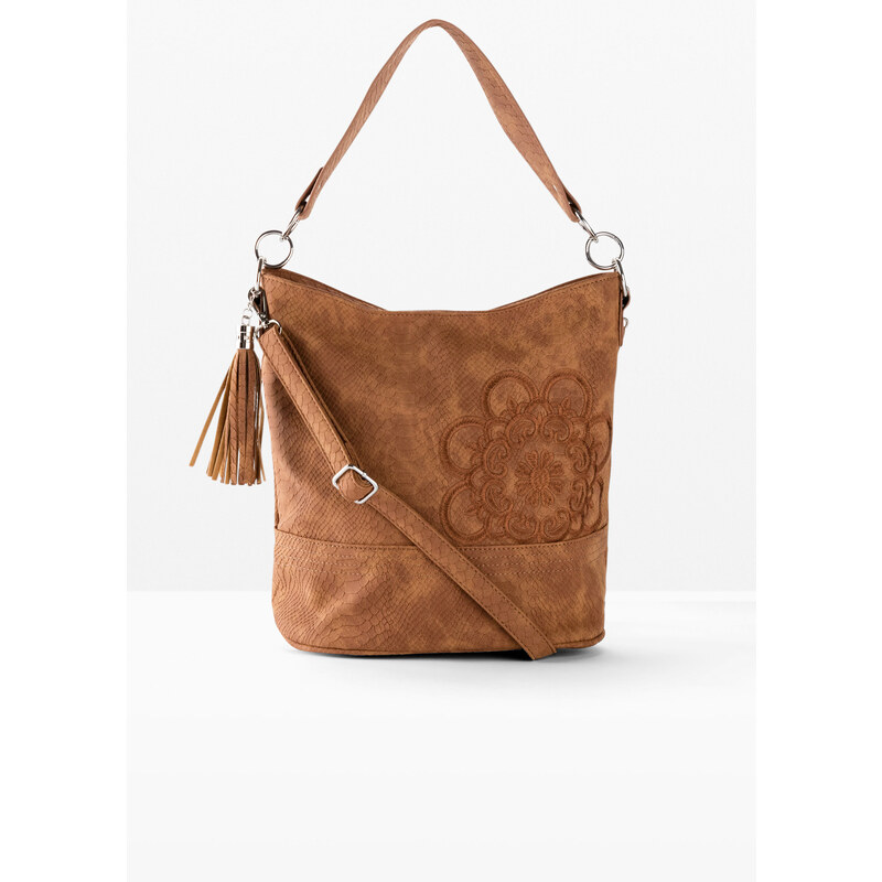 bonprix Kabelka s výšivkou, farba hnedá 44732861