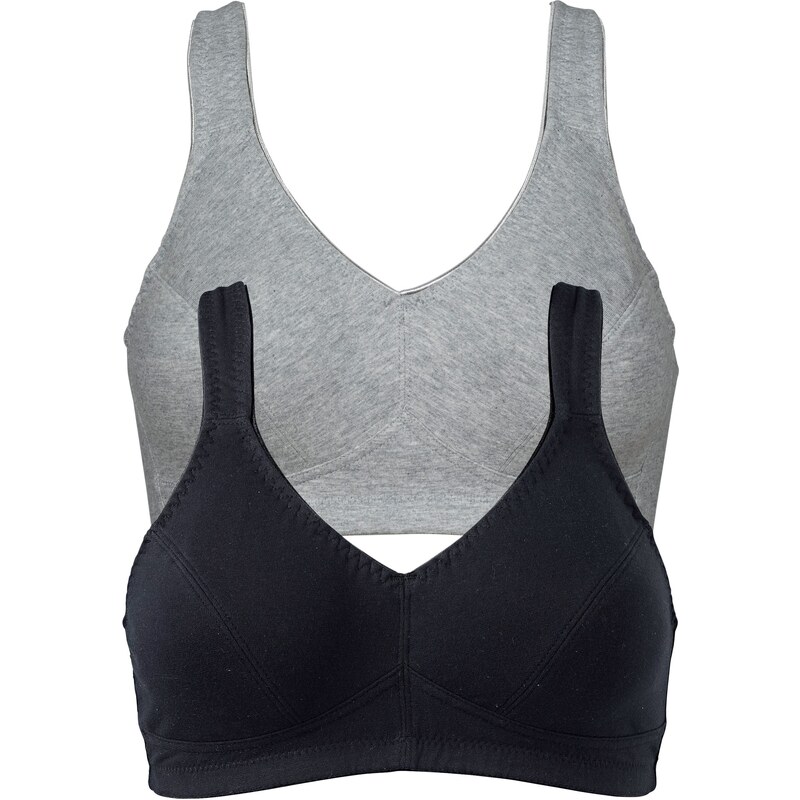 bonprix Podprsenka bez kostíc (2ks) bio bavlna, farba šedá 44736158