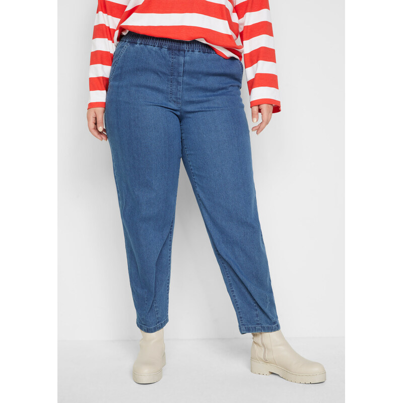 bonprix Džínsy Mom, vysoký pohodlný pás, farba modrá 48558095