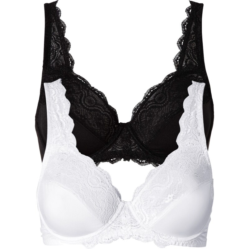 bonprix Podprsenka s kosticami (2 ks), s jemnou čipkou, farba čierna 44740903