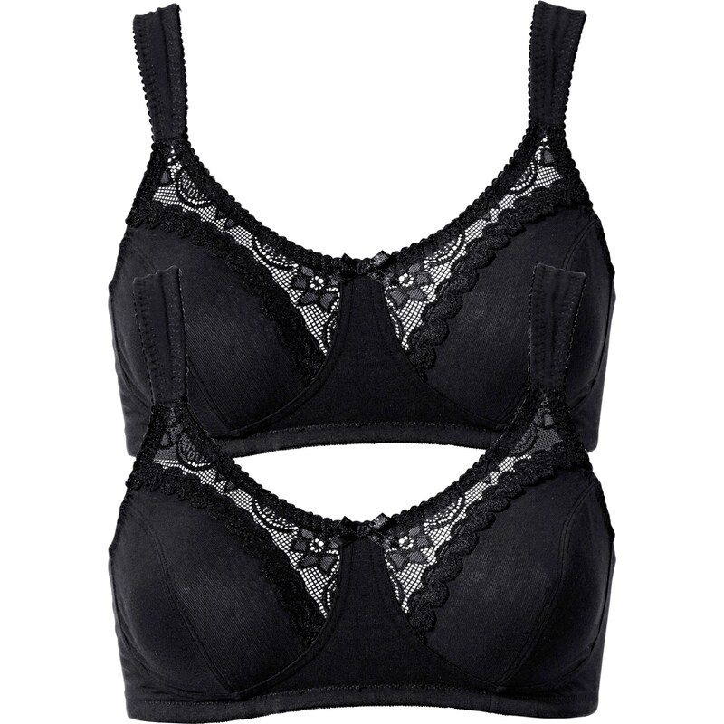 bonprix Podprsenka bez kostíc (2 ks) bio bavlna, farba čierna 44740917