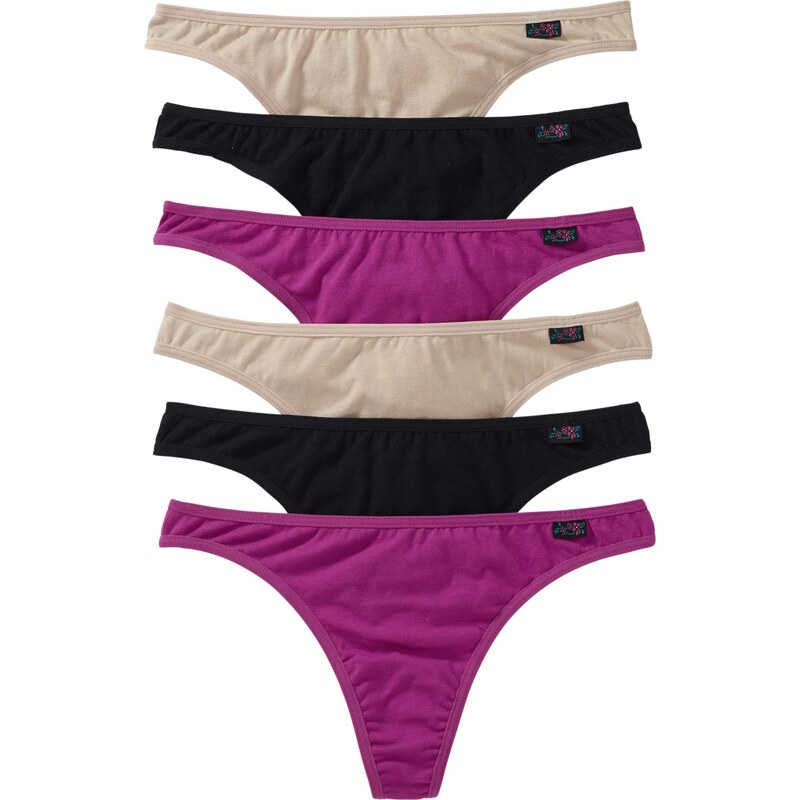 bonprix String nohavičky (6 ks), s bio bavlnou, farba fialová 44740995