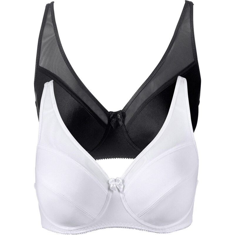 bonprix Podprsenka s kosticami (2 ks), so sieťovinou, farba čierna 44741003