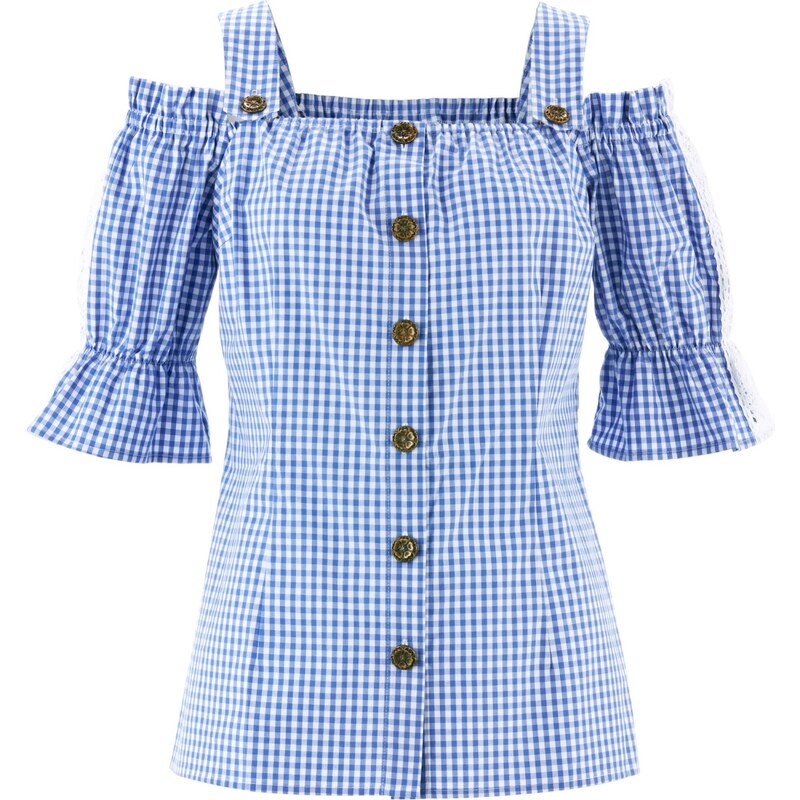 bonprix Krojová blúzka, polovičný rukáv, farba modrá 45731458