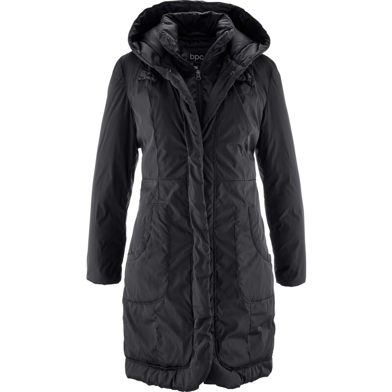 bonprix Podšívaný krátky kabát s kapucňou, farba čierna 45670757