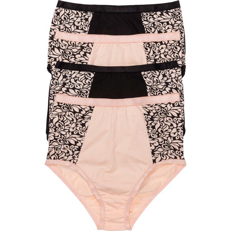 bonprix Vysoké nohavičky (4 ks) bio bavlna, farba čierna 44741668