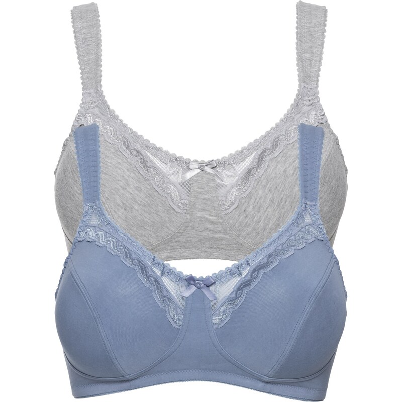 bonprix Podprsenka bez kostíc (2 ks) bio bavlna, farba šedá 44742141