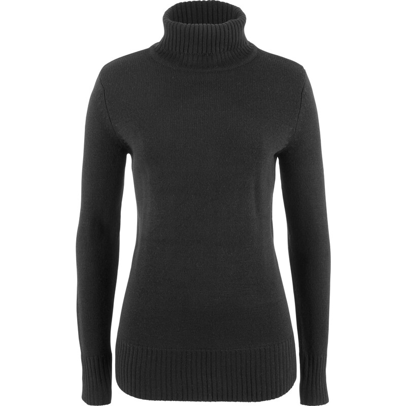 bonprix Pulóver s rolákom Basic, farba čierna 44799243