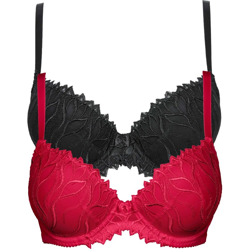 bonprix Vystužená podprsenka s kosticami (2 ks), farba červená 44742562