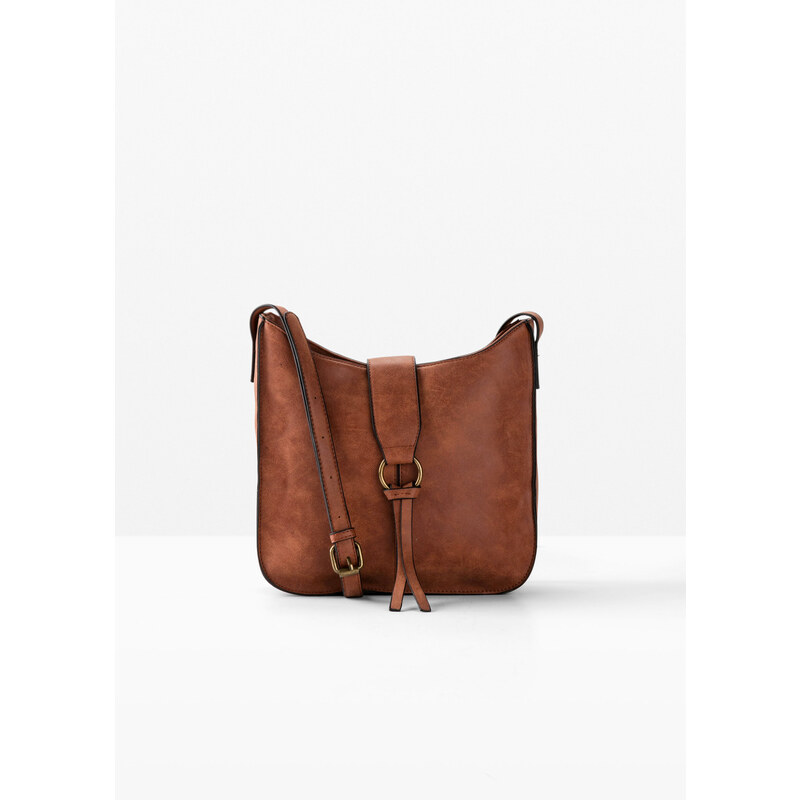 bonprix Kabelka crossbody s dekoratívnymi prackami, farba hnedá 19139301