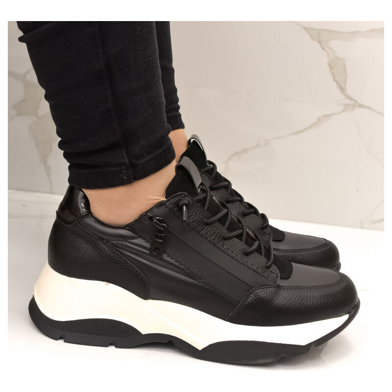 WDE Dámske čierne poltopánky na platforme LUISA 46316145