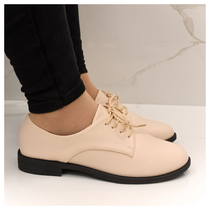 COMER Dámske šnurovacie béžové poltopánky JOELA 46316167