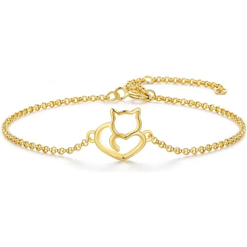 Olivie Strieborný náramok ZAMILOVANÁ MAČKA GOLD 7876 46749882