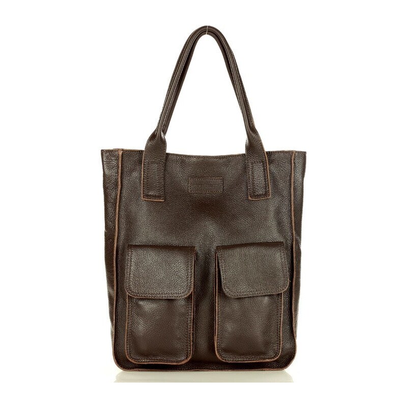 MARCO MAZZINI Kožená shopper taška Ravenna | hnedá caffe s131d 46327313