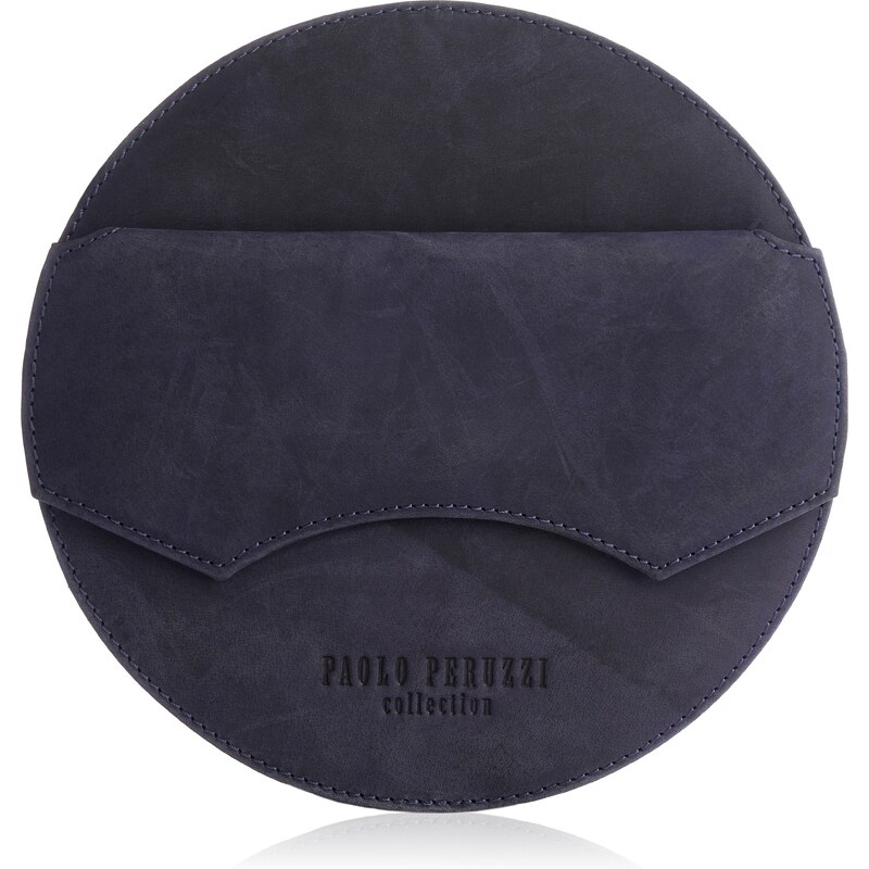 PAOLO PERUZZI Okrúhla dámska kožená kabelka T-92-DB | tmavomodrá T-92 46327325