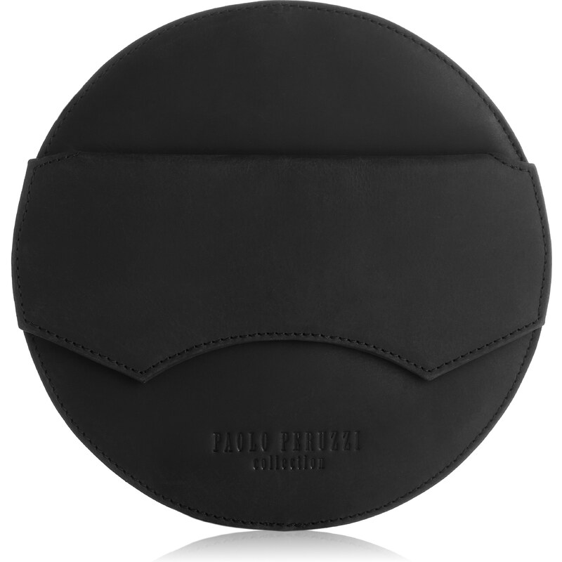 PAOLO PERUZZI Okrúhla dámska kožená kabelka T-92HBL | čierna T-92-HBL 46327327