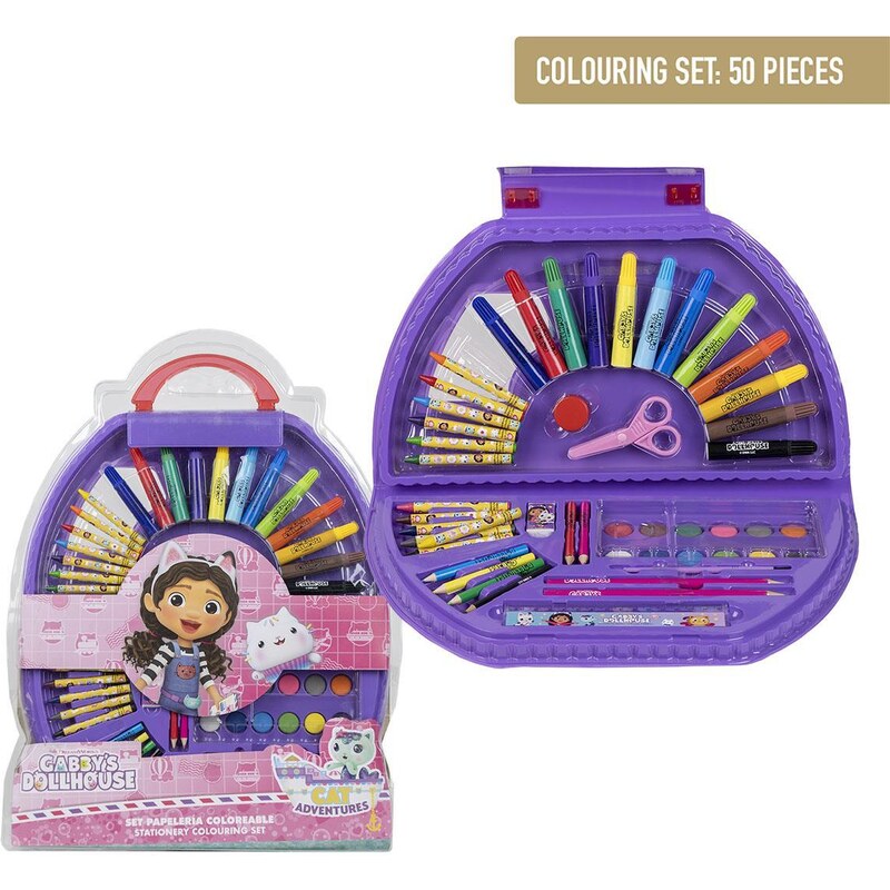 COLOURING STATIONERY SET 50 PIEZAS GABBY´S DOLLHOUSE - GLAMI.sk