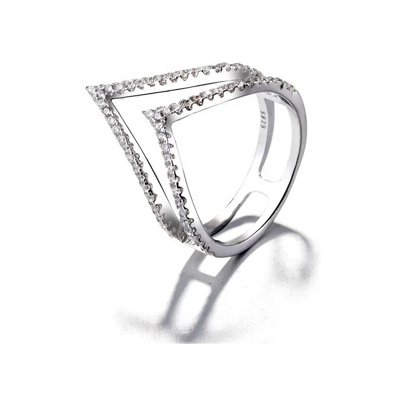 MAJYA Strieborný dvojitý prsteň so zirkónmi 10030/8 64581128