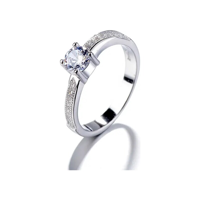 MAJYA Strieborný zásnubný prsteň s kamienkom a zirkónmi 10033/8 64581129