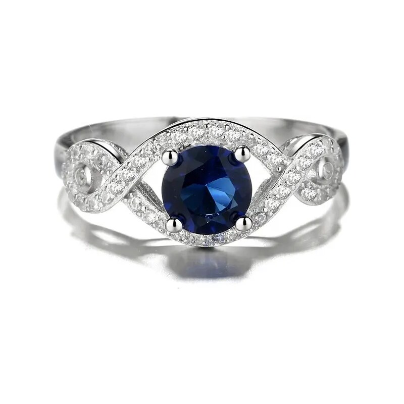 MAJYA Strieborný zafírový prsteň so zirkónmi 10034/7 64581130