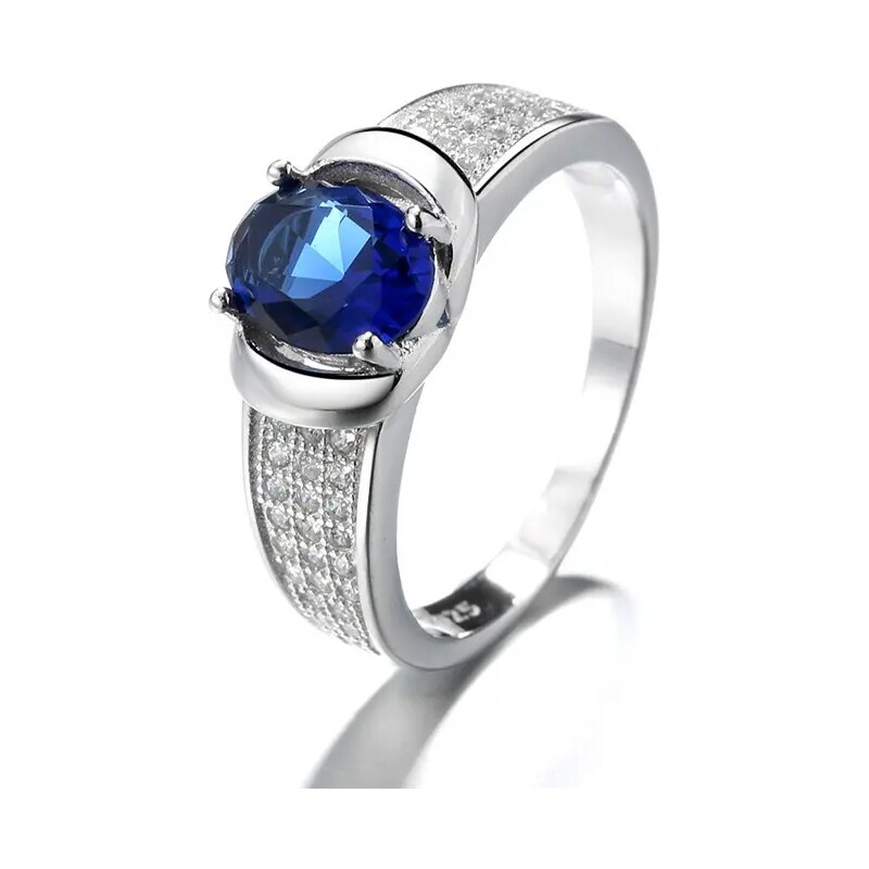 MAJYA Strieborný prsteň BEATRICE so zafírovým kamienkom a zirkónmi 64581402