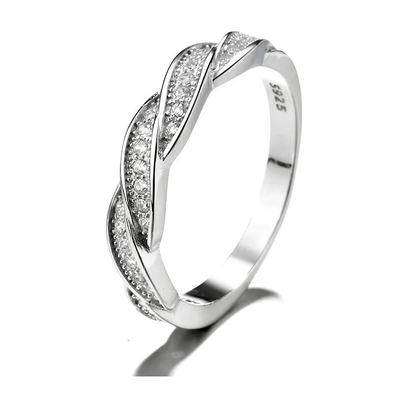 MAJYA Strieborný prsteň prepletaný so zirkónmi MARTA 10055/6 64581369