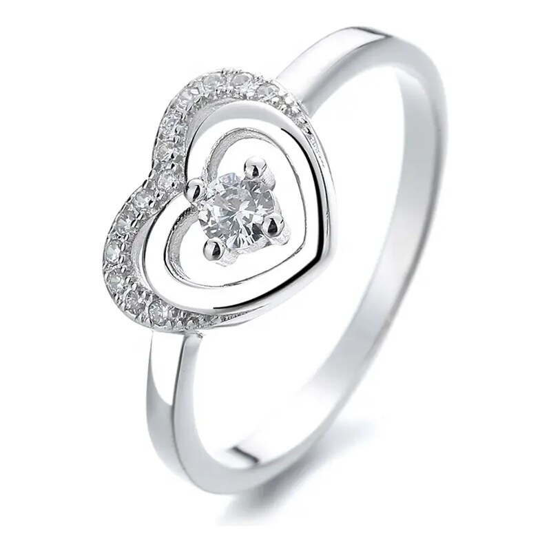 MAJYA Strieborný prsteň dvojité srdce s kamienkom MYA 10044/6 64581397