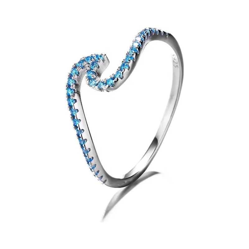 MAJYA Strieborný prsteň vlnka s modrými zirkónmi LINDA 10060/6 64581374