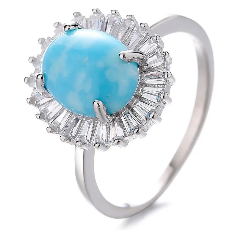 MAJYA Strieborný prsteň MICHELA oválny tyrkys vysadený zirkónmi 10063 64581377