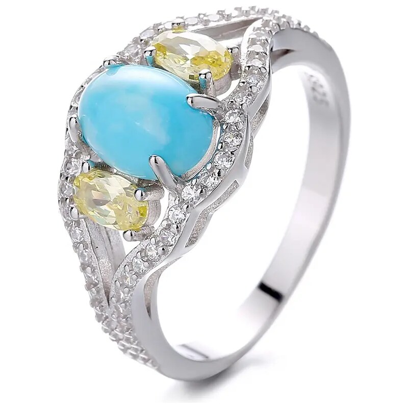 MAJYA Strieborný prsteň TERESA tyrkys so žltými a čírymi zirkónmi 64581386