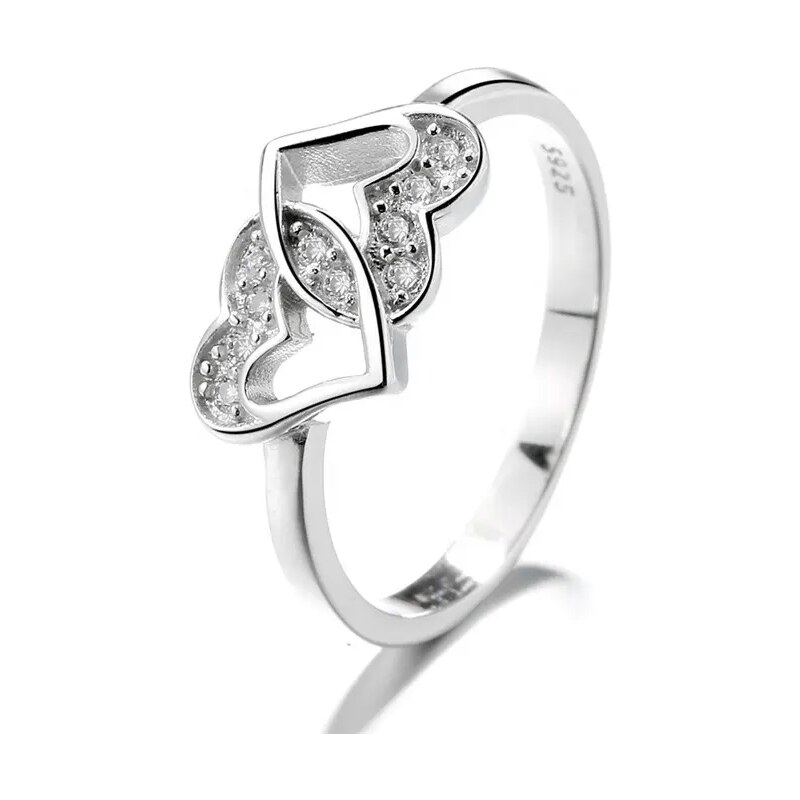 MAJYA Strieborný prsteň BIANCA prepletené srdcia 10078/6 64581388