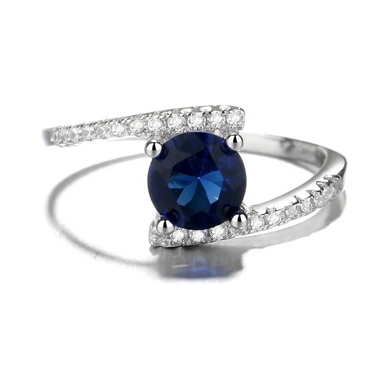 MAJYA Strieborný prsteň DEVI s modrým kamienkom 10083/6 64581409