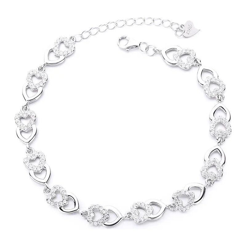 MAJYA Strieborný náramok LIA so srdiečkami 10092 64581181