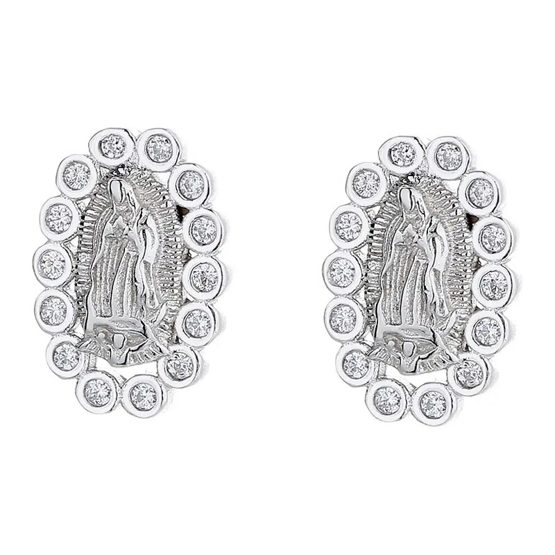MAJYA Strieborné náušnice PANNA MARIA so zirkónmi 10130 64581614