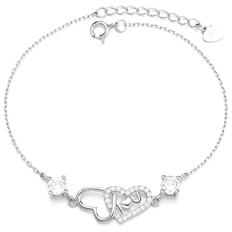 MAJYA Strieborný náramok LOVE dvojité srdce 10107 64581172