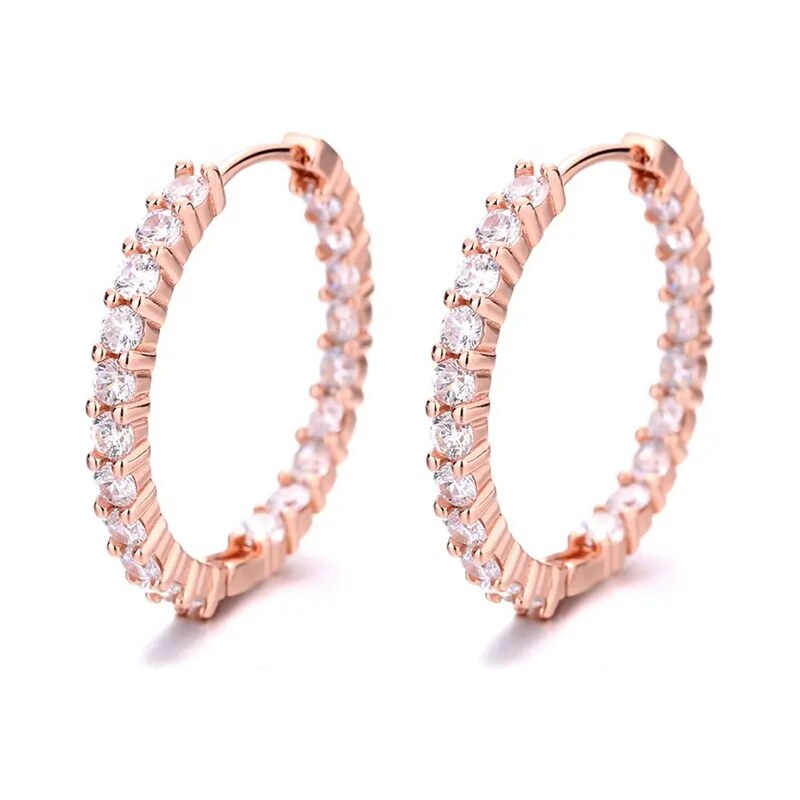 MAJYA Strieborné náušnice JULIE rose s čírymi zirkónmi 10164 64581646