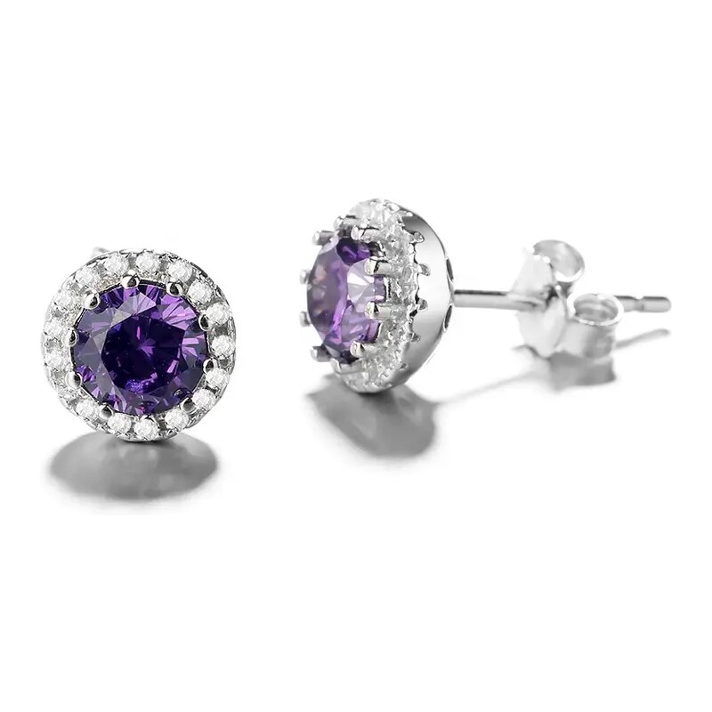 MAJYA Strieborné náušnice LESLIE fialový zirkón 10179 64581660