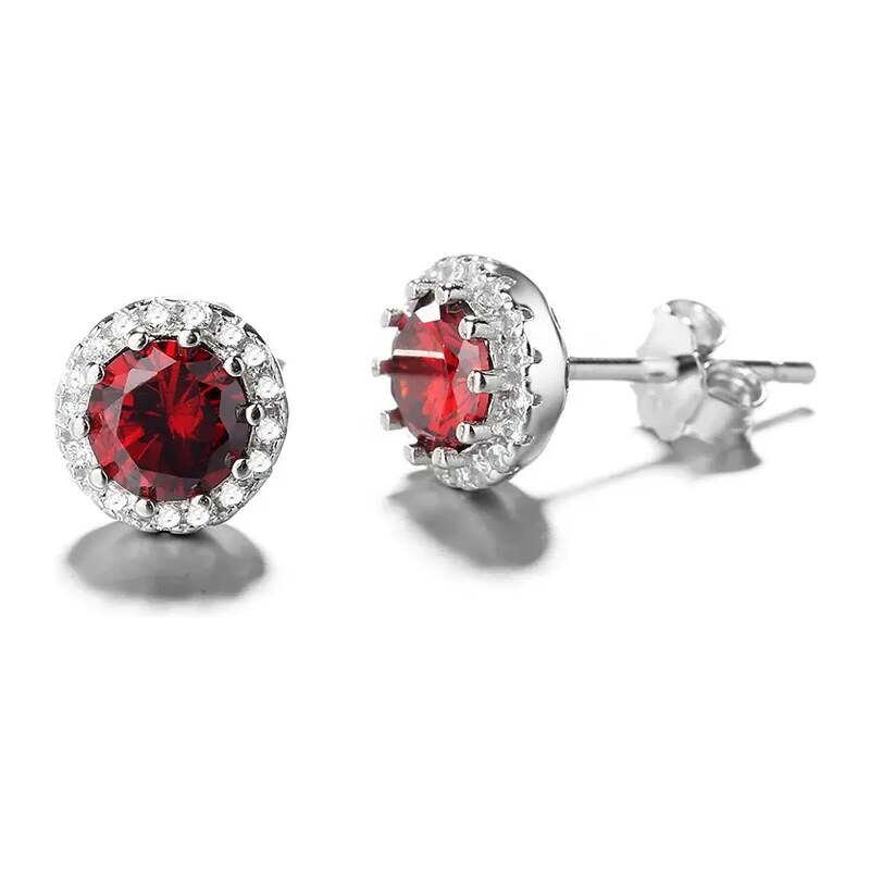 MAJYA Strieborné náušnice LESLIE červený zirkón 10181 64581662
