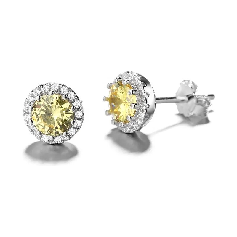 MAJYA Strieborné náušnice LESLIE žltý zirkón 10182 64581663